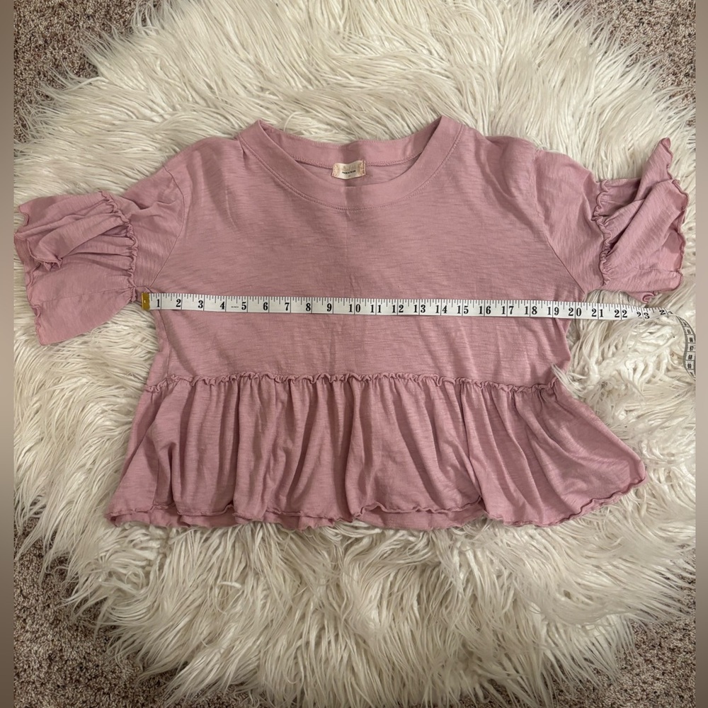 Altar’d State Peplum Style Pink Ruffle Lightweight Top Size M EUC - Picture 2 of 9